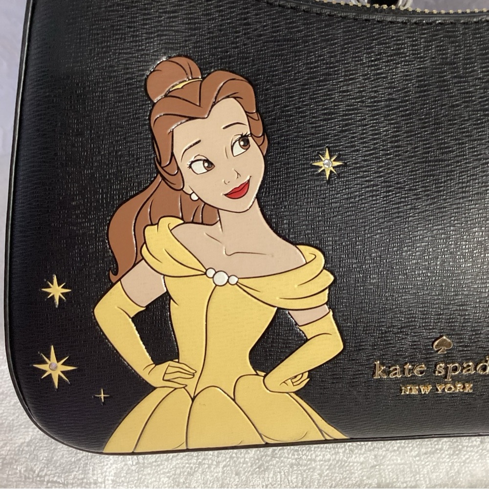 SOLD……..Kate Spade Disney Beauty and the Beast Belle Black Leather Convertible - Picture 4 of 13